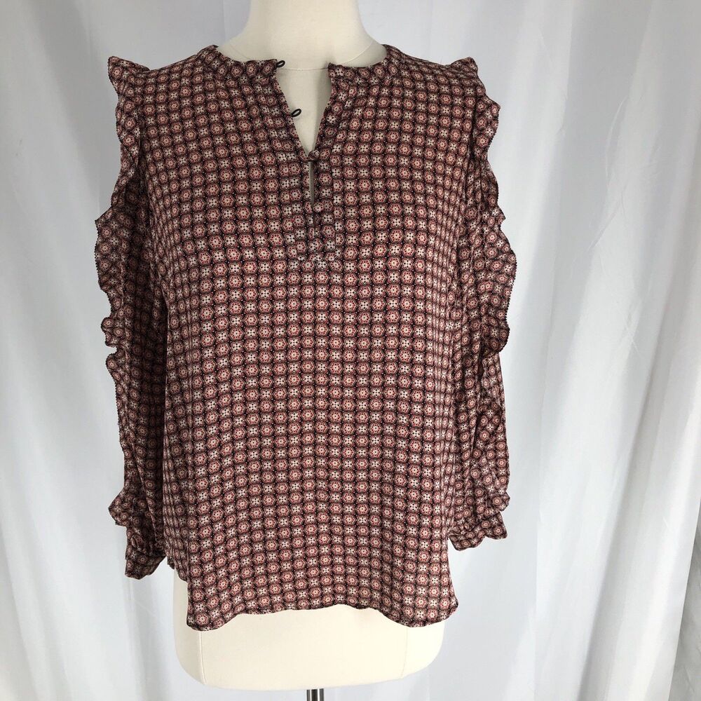 Ann Taylor Loft Women’s Bohemian Blouse XSP Floral Ruffle Career